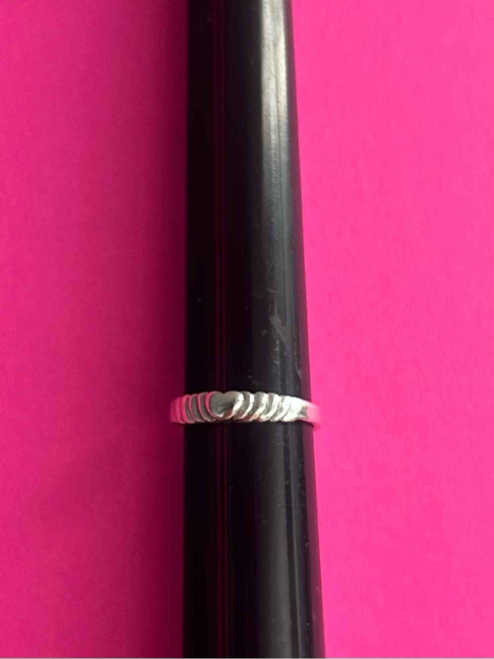 Delicate Sterling Silver Dainty Heart Ring Size 5.5 Tiny 925 Silver Stack Band - Picture 3 of 10